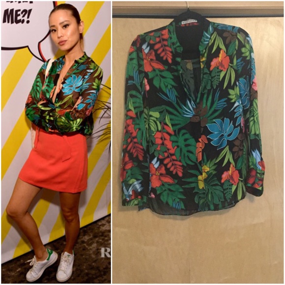 Alice + Olivia Amos Floral Burnout Long-Sleeve Top - Picture 3 of 8